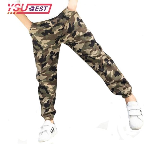 

new children's pants boy camouflage trousers jogging broek drawstring tooling pants baggy pockets boys joggers cargo pants 210306, Blue