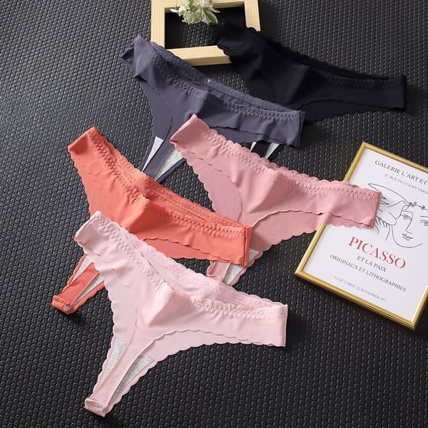 Mulher underwear esportes seda sem costura sexy sólido macio macio t-back calcinha para mulher venda quente atacado novo 2021