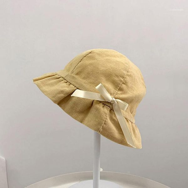 

caps & hats solid color baby girl bucket hat cute bows kids summer soft cotton outdoor fisherman sun cap1, Yellow