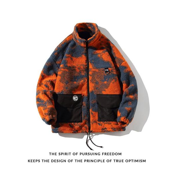 

men's wool & blends 2021 winter tie-dyed cashmere overcoat korean version of youthful vitality wind m-5xl, Black