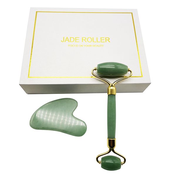 

high quanlity dongling jade roller massager with gift box natural noise roller anti-aging v face beauty heathy care tool