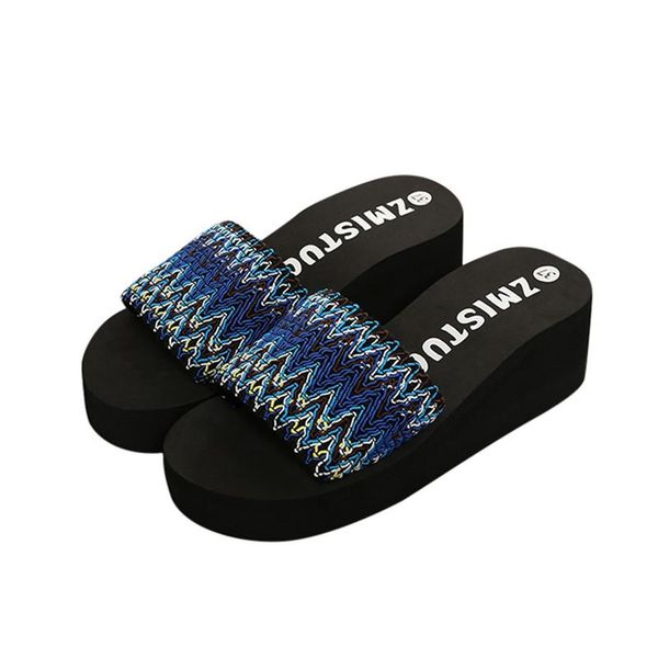 

dress shoes 2021 women national style wedges summer sandals indoor outdoor flip-flops beach female fashion, Black