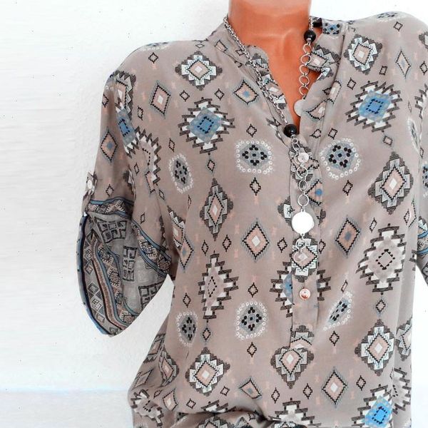 

blouses woman 2021 short sleeve stand collar vintage style floral print shirts blusa plus size 5xl ladies shirts blusas, White