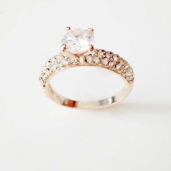 

cluster rings women golden ring fashion jewelry 585 gold jewellery big cubic zircon engagement for, Golden;silver