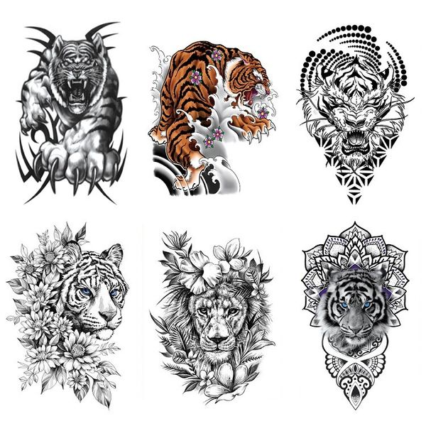 

tattoo paste waterproof disposable simulation tiger animal pattern water transfer