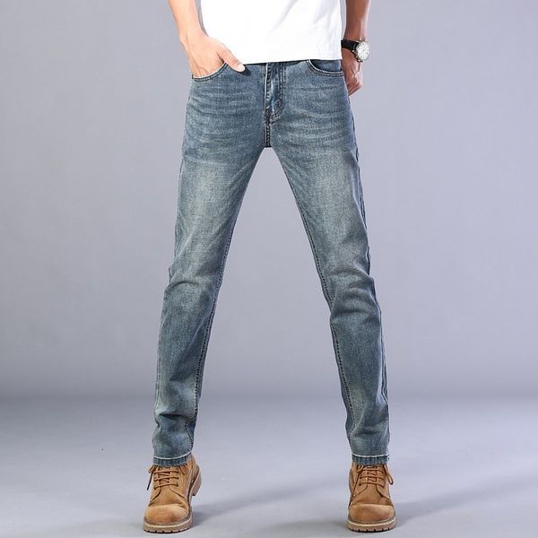 

sulee brand business jeans men's straight stretch jeans fashion casual classic style cotton denim 201111, Blue