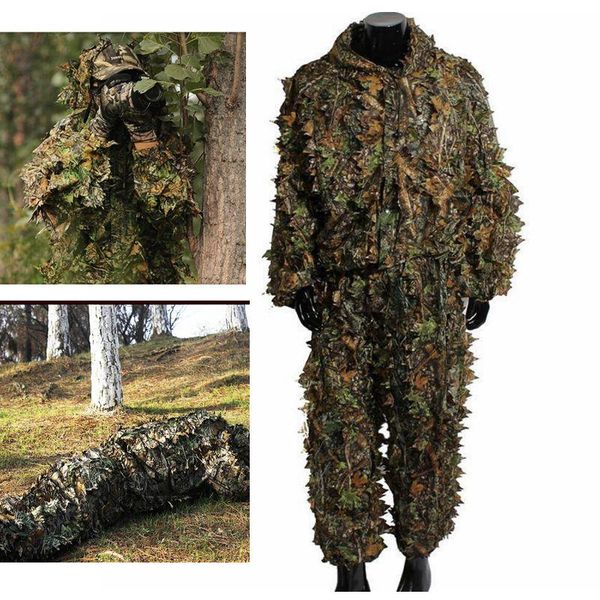 

hunting sets ghillie suit set outdoor sport cs camouflage suits 3d camo bionic leaf jungle woodland war games sniper clothes