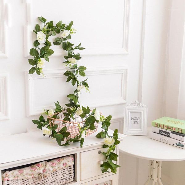 

simulation rose vine home air conditioning hanging picture frame decorative flower strip fake accessories cjj017 flowers & wreaths1
