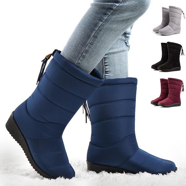 

boots waterproof snow women's cotton soles ultra light shoes large size plus velvet woman 43, Black