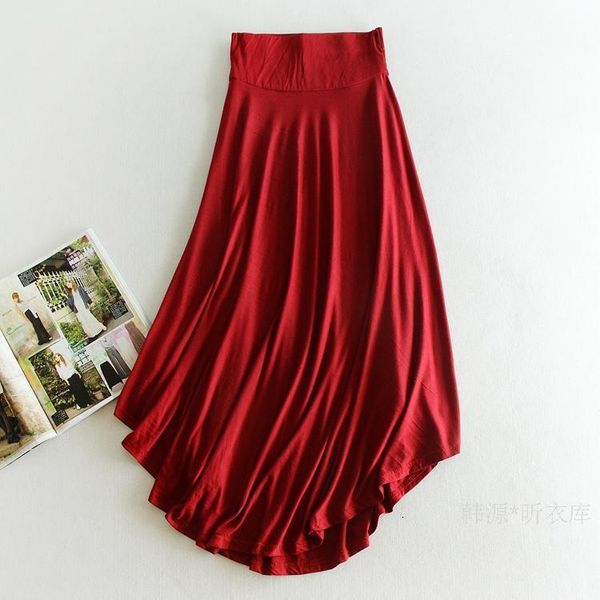 

2021 high new women elegant wine red black belong womens saia jupe asymmetry pleated skirt 7bwo