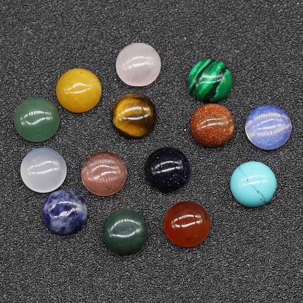 

10mm flat back assorted loose stone round shape cab cabochons beads for jewelry making healing crystal wholesale, Black