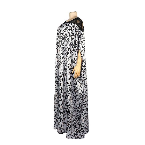 

leopard print loose woman evening dress long lace patchwork party dresses plus size robe de soiree grande taille, Black;red