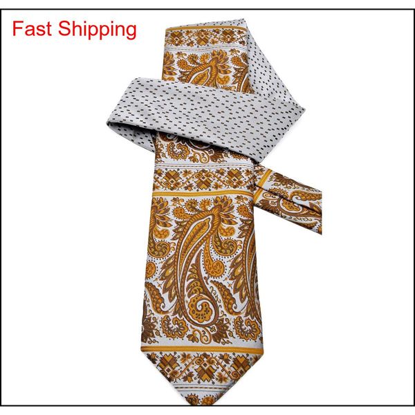 

e8 multicolor yellow brown silver paisley dots mens ties set neckties pocket square 100% qylpbf mj_fashion, Blue;purple