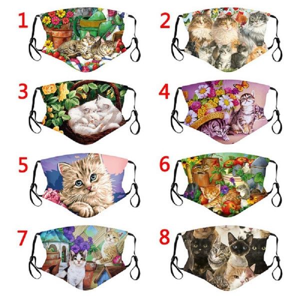 

custom logo cute pet cat cute printed dust and cold proof washable cotton mask