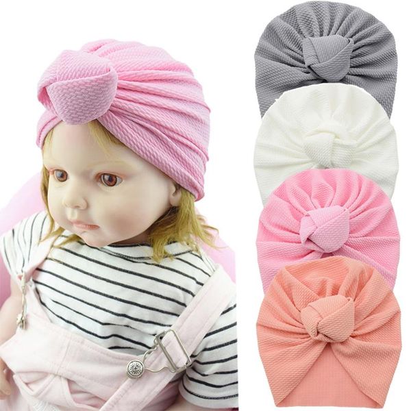 

caps & hats cute knot baby turban hat solid color girls beanies born pography props soft infant kids cap bonnet, Yellow