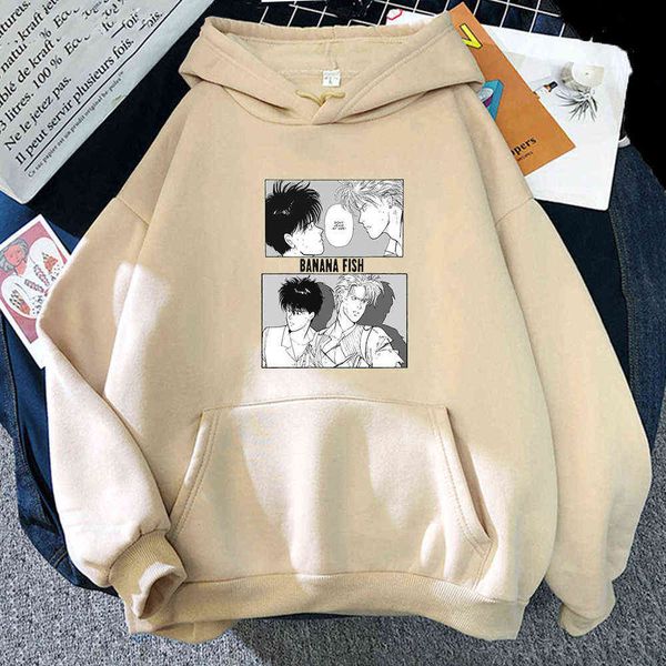 Muz Balık Kül Lynx Anime Serin Baskı Kadınlar Hoody Harajuku Vintage Hoodies Hip Hop Büyük Boy Hoodie Moda Kadın Streetwear Y0820