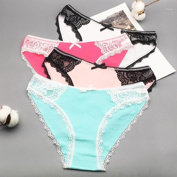 

pcs / lot women's underwear lace cotton briefs panties  l xl 9413, Black;pink