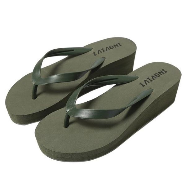 

flip flops women's summer slope heel beach thick bottom cool slippers, Black