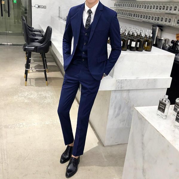 

men's suits & blazers (jacket+pant+vest) luxury men wedding suit male slim fit for costume business formal party wear man s-4xl, White;black