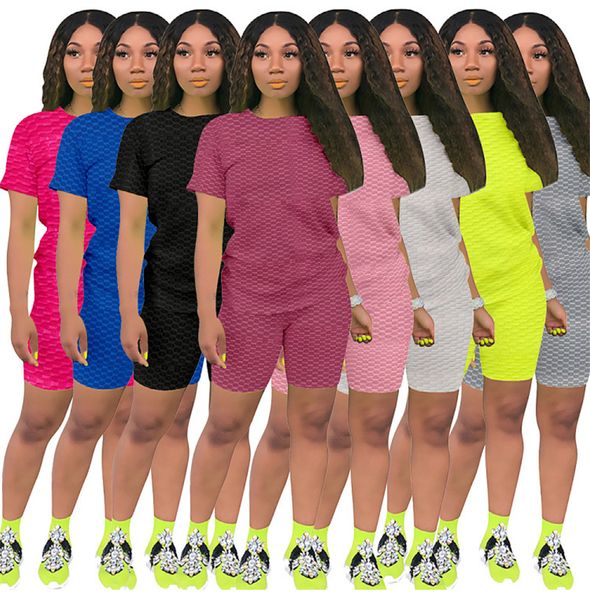 

women's tracksuits wholesale items bulk lots casual short sleeve solid sportwear summer women clothes fashion t-shirt shorts two piece, Gray