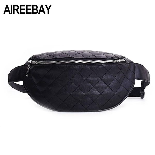 

waist bags aireebay fanny pack for women belt bag female black leather packs crossbody money bum
