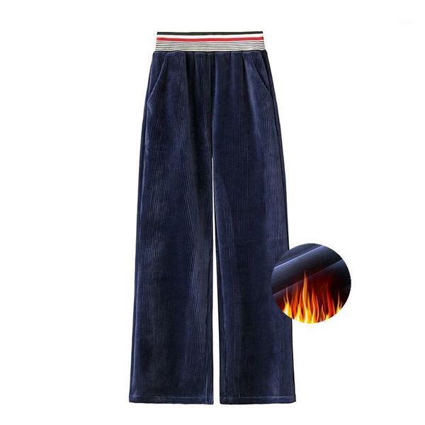 

women's pants & capris 305 winter trend corduroy wide leg stripe elastic waist warm fleece women trousers retro school female, Black;white