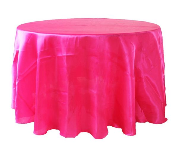 

table cloth dark pink satin round tablecloth for wedding/party/banquet decoration
