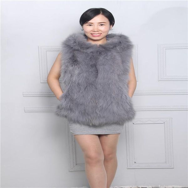 

women's fur & faux winter vest long hooded suede coat, Black