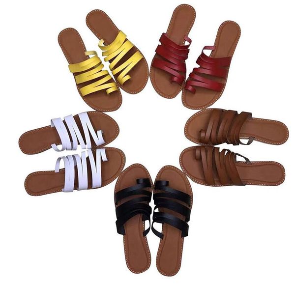 Сандалии для женщин Плоские пляжные Обувь Toe Ring Knower Открытый Антизаконный Плоский Высокое Качество Мода Леди Сандалия