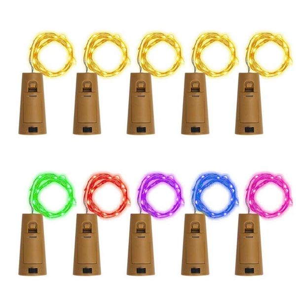 

strings 10pcs/lot christmas copper wire led string fairy lights 10leds 20leds wine bottle ser light lamp year party