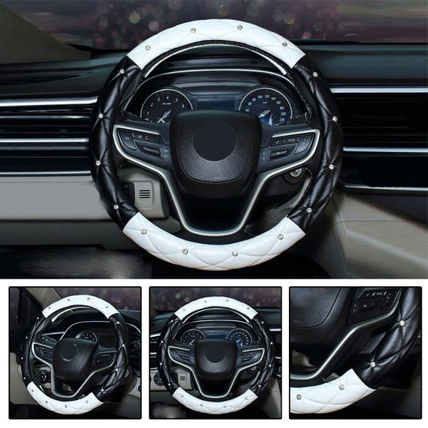 

steering wheel covers 38cm/15inch car cover pu leather rhinestones decor