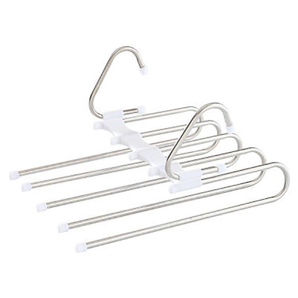 

5 in 1 pant rack multifunction shelves stainless steel multi-functional wardrobe magic trouser hanger coat storage