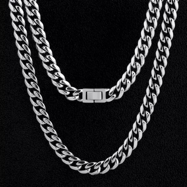

8mm 316l titanium steel cuba necklace 18k gold vacuum plated color hip hop, Silver