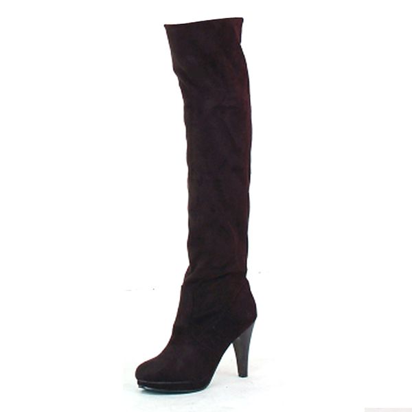 

estimated matte suede on the knee long-length female shoe boots that can be comfortably transformed slip into elastic fold c7md, Black