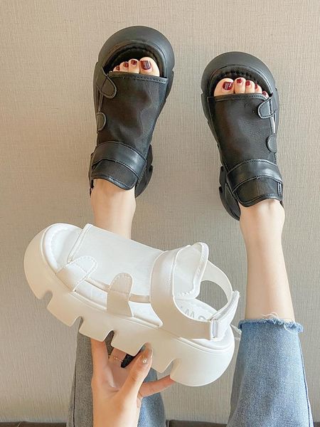 

sandals style thick-soled non-slip wear-resistant ladies summer fashion casual beach roman shoes., Black