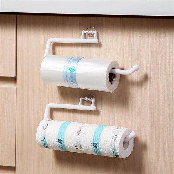 

hooks & rails kitchen punch self adhesive roll paper toilet towel holder rack tissue hanger nail-cabinet shelf