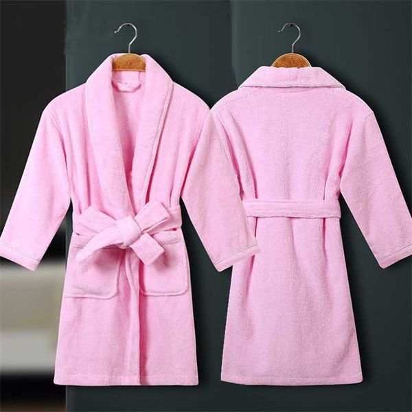 Children's Terry Bathrobe Meninos Meninas de Algodão Engrossar Toalha de Banho de Toalha de Banho De Natação Natação Colarinho Little Menina Vestidos Crianças 211023