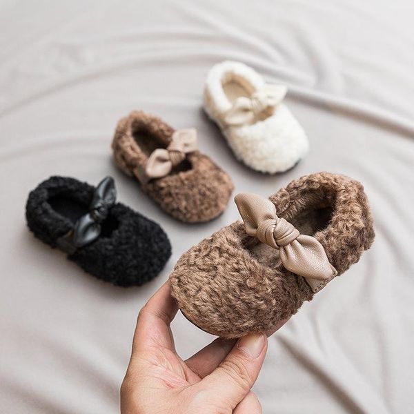 

first walkers baby winter shoes bowtie girl flat wool warm girls toddlers