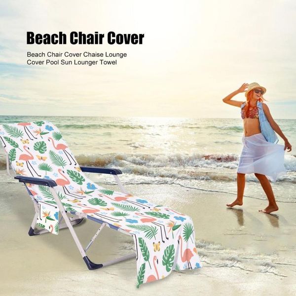 

chair covers flamingo pattern quick drying beach towel cover microfiber chaise lounge with side pockets pool sun lounger