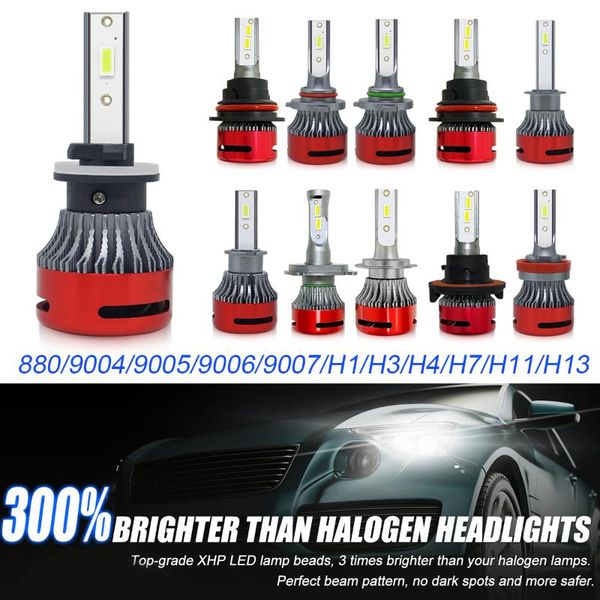 

car headlights 2pcs h1 h3 h4 h7 h8 h9 h11 9005 9006 880 881 led headlight bulbs hi/lo beam conversion kit