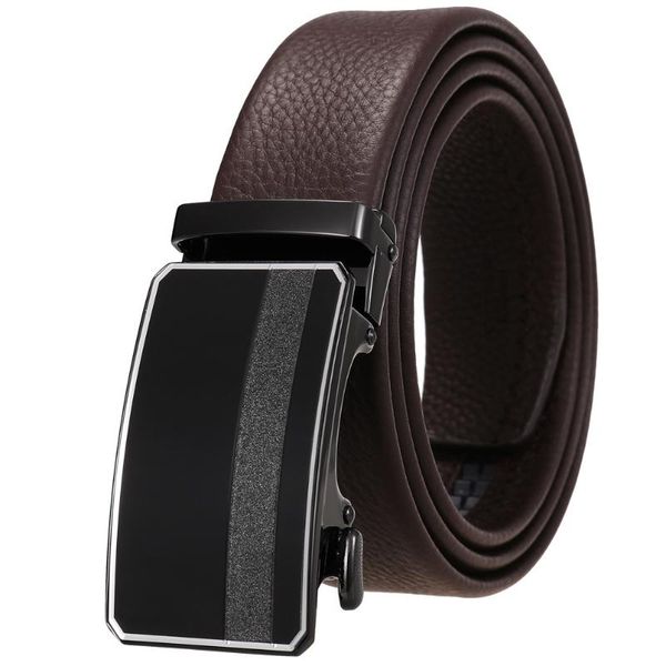 

belts men's good leather belt business formal real cowhide ratchet metal automatic buckle for man, Black;brown