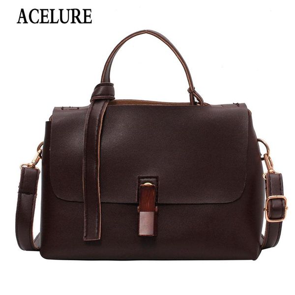 

shoulder bags acelure casual solid color totes pu leather women handbag flap crossbody bag youth ladies simple versatile