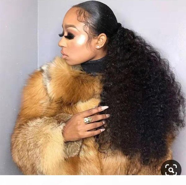 

natural drawstring kinky curly pony tail hairpiece, Black