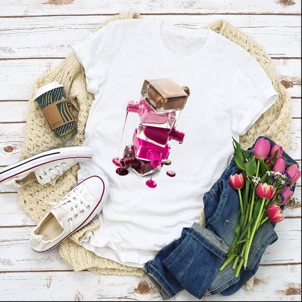 

women graphic 3d fingernail aesthetic cute print summer t shirt lady clothes womens clothing tee female t shirt, White