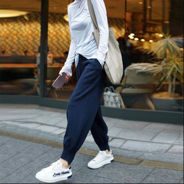 

beliarst2018 new wear harem pants cashmere pants women casual high waist bloomers feet loose knit wool long carrot pants, Black;white