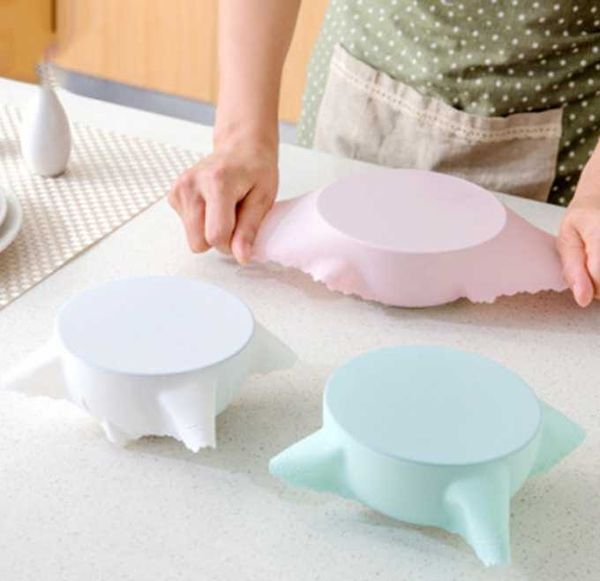 

kitchen storage & organization food grade silicone wrap fresh keeping saran lid high stretch seal vacuum container cover lids tool