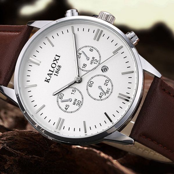 

men's watch 2021 casual business birthday gift, Slivery;brown