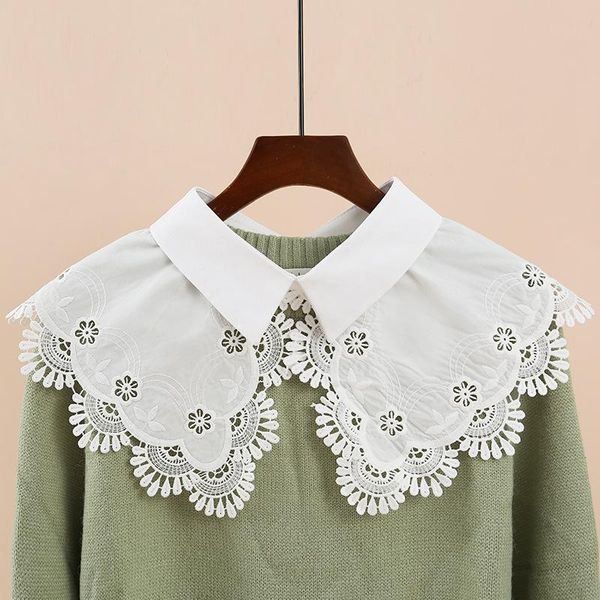 

bow ties fake collar for womens shirt embroidered floral shawl doll false decorative detachable, Black;gray