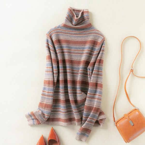 

women's sweaters bareskiy autumn and winter cashmere sweater high neck pullover loose short long-sleeved 2021, White;black