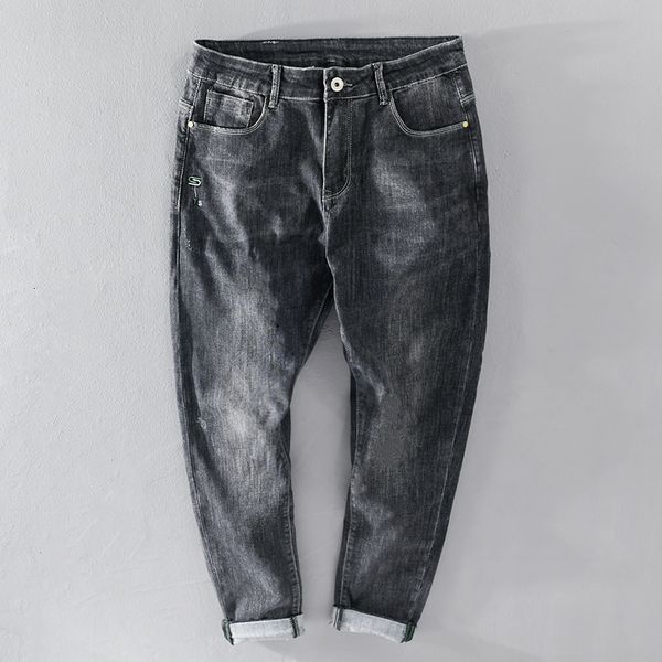 

new 2021 spring ankle-length stretch cotton jeans pants casual fashion trousers men comfortable solid mens clothing spodnie jyd2, Black